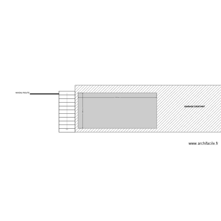 VUE DE FACE. Plan de 1 pièce et 12 m2