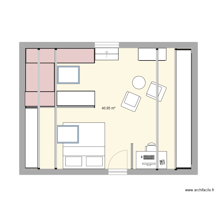 chambre rblt new 2. Plan de 1 pièce et 41 m2