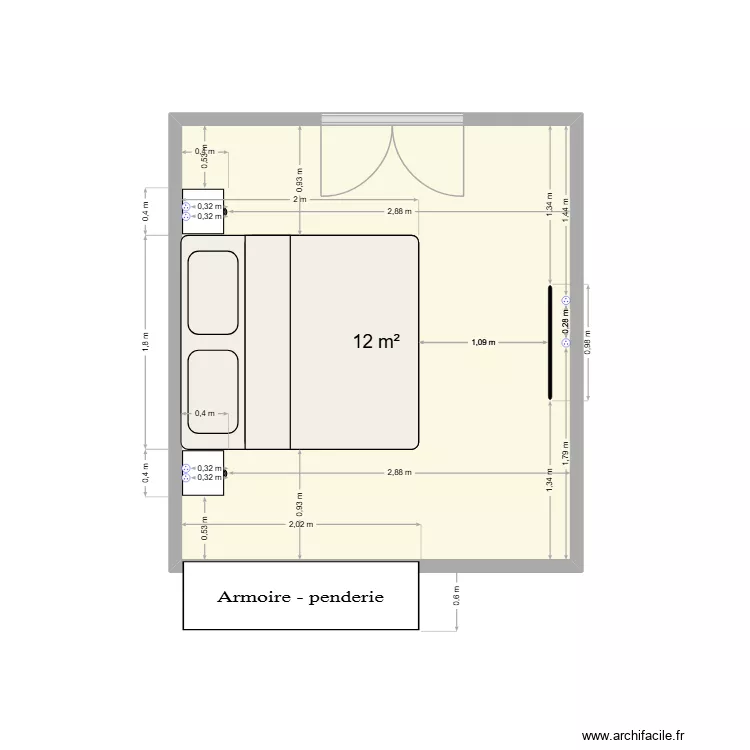 chambre. Plan de 1 et 12 m² chambre. Plan de 1 et 12 m²