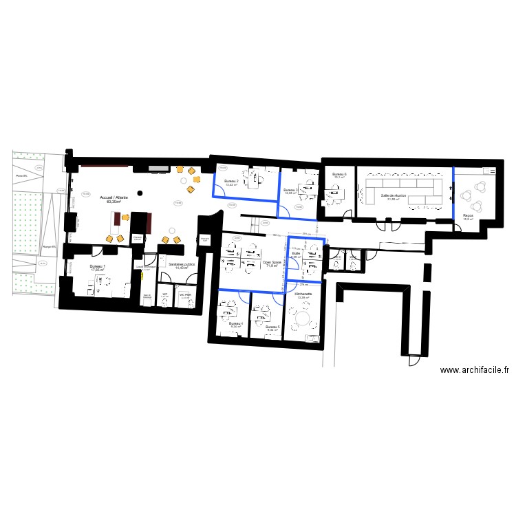 Nice Hugo - projet. Plan de 33 pièces et 341 m2