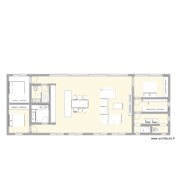 Pré Italien. Plan de 8 pièces et 122 m2