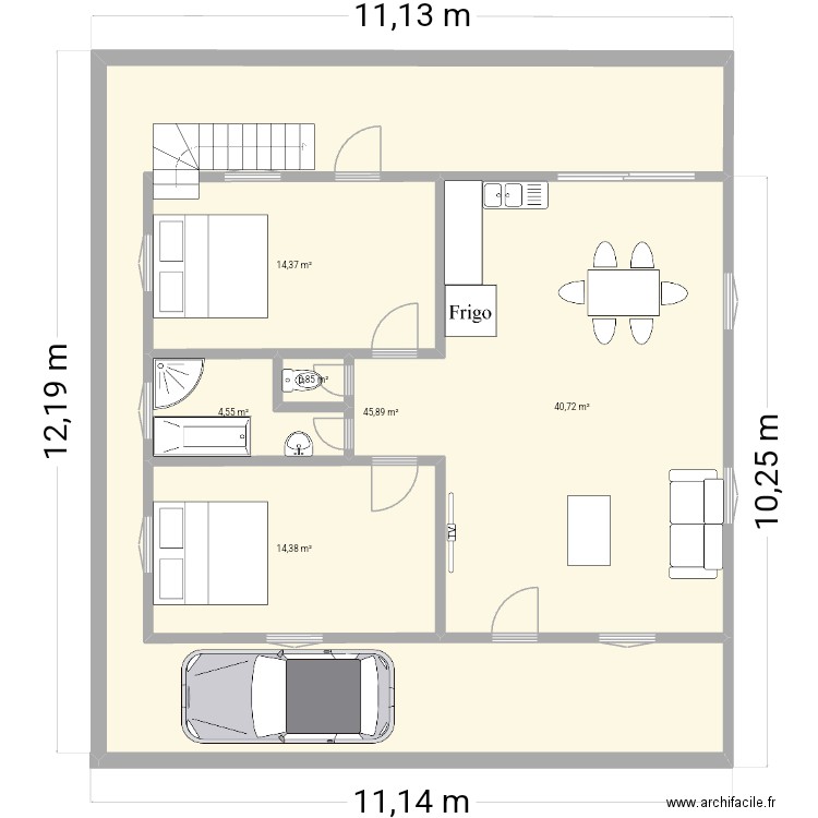 test 3. Plan de 6 pièces et 121 m2
