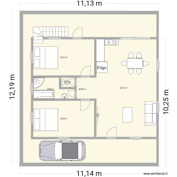 test 3. Plan de 6 pièces et 121 m²