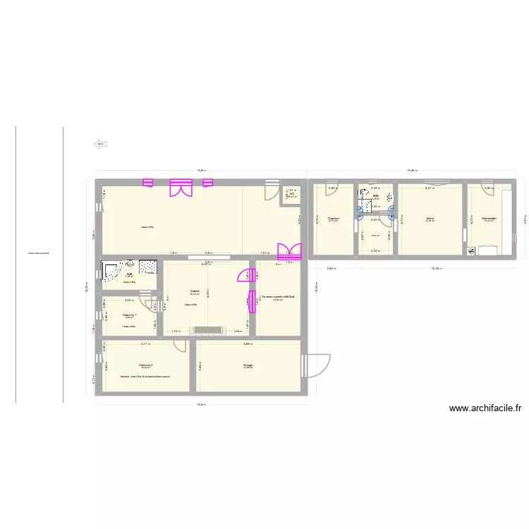 Maison Guiraudis V2. Plan de 12  et 163 m²