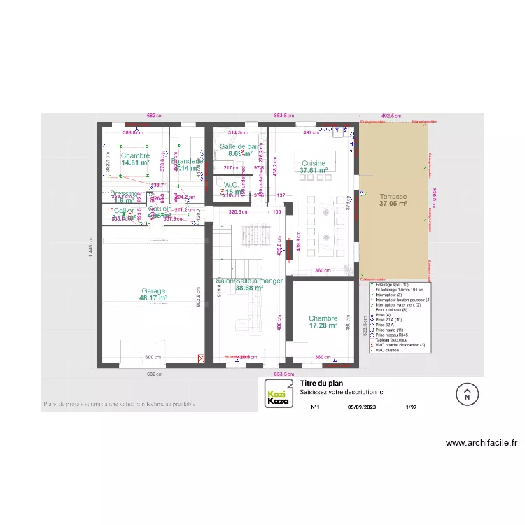 Extension maison RDC PLAISANT. Plan de 