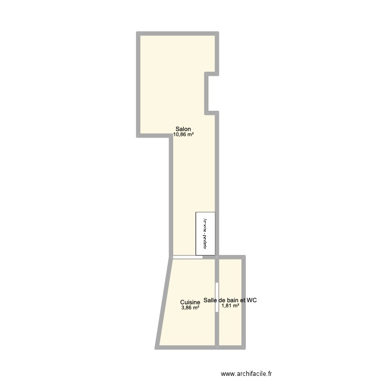 appart. Plan de 3 pièces et 17 m2