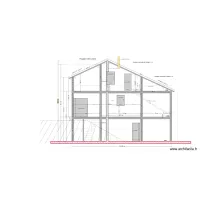 Coupe côté cuisine avec escalier