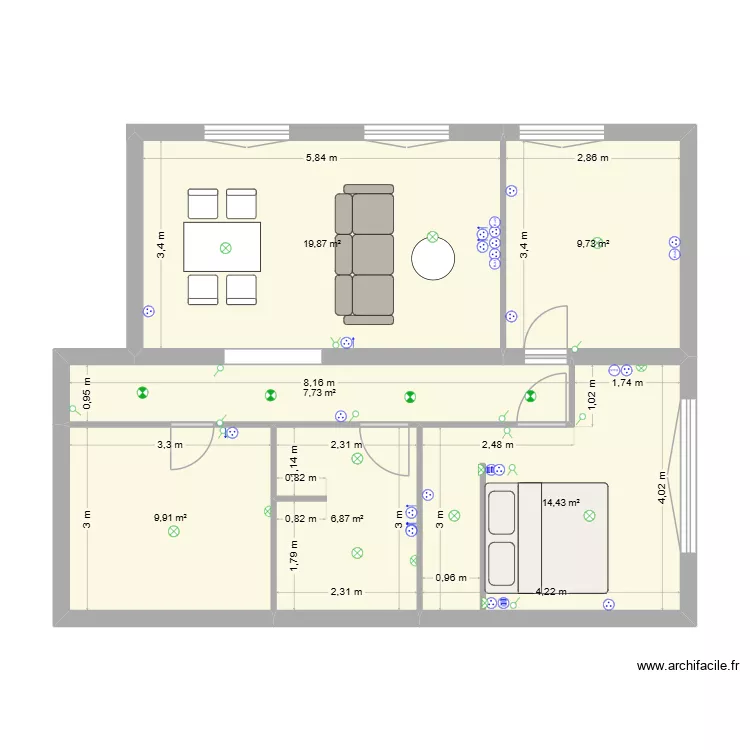 plan Dod avec elec. Plan de 6 Pièces et 69 m² plan Dod avec elec. Plan de 6 Pièces et 69 m²