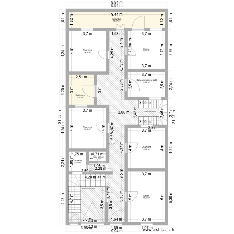 plan01. Plan de 11 pièces et 175 m2