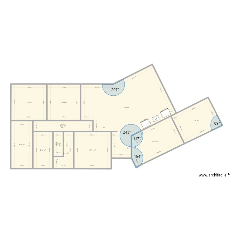 Maison Grisolles. Plan de 11 pièces et 126 m2