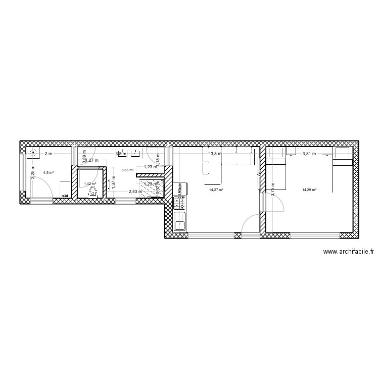 DEPENDANCE. Plan de 5 pièces et 41 m2