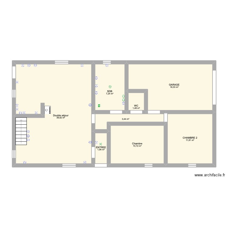 MAISON 1. Plan de 8 pièces et 94 m2