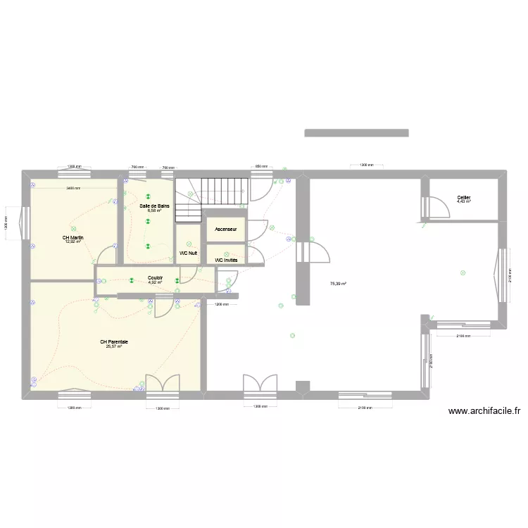 2 Ch Amandiers ELEC R+1 sans calque. Plan de 9 et 134 m² 2 Ch Amandiers ELEC R+1 sans calque. Plan de 9 et 134 m²