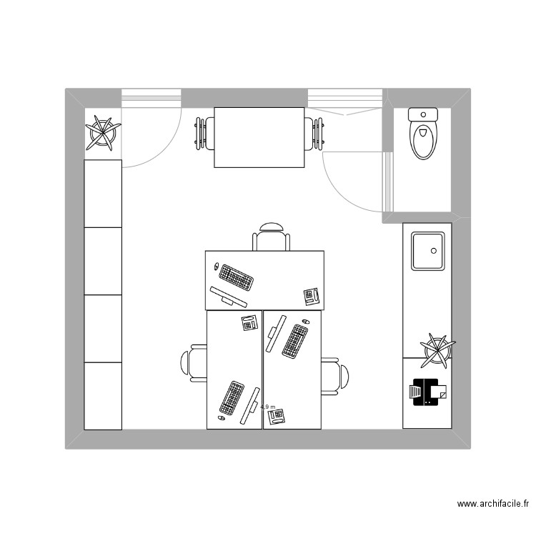 Bureau v2. Plan de 2 pièces et 21 m2