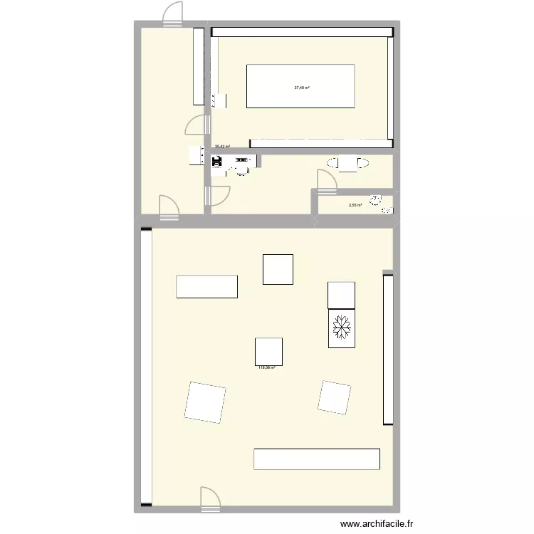 plan Monbana. Plan de 4  et 195 m²
