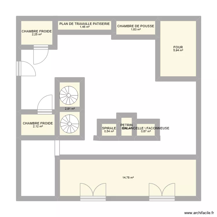 labo. Plan de 10  et 33 m²