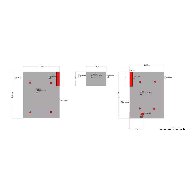 MUR SALLE DE TRAITE. Plan de 
