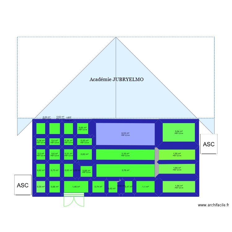Académie. Plan de 32 pièces et 37 m2