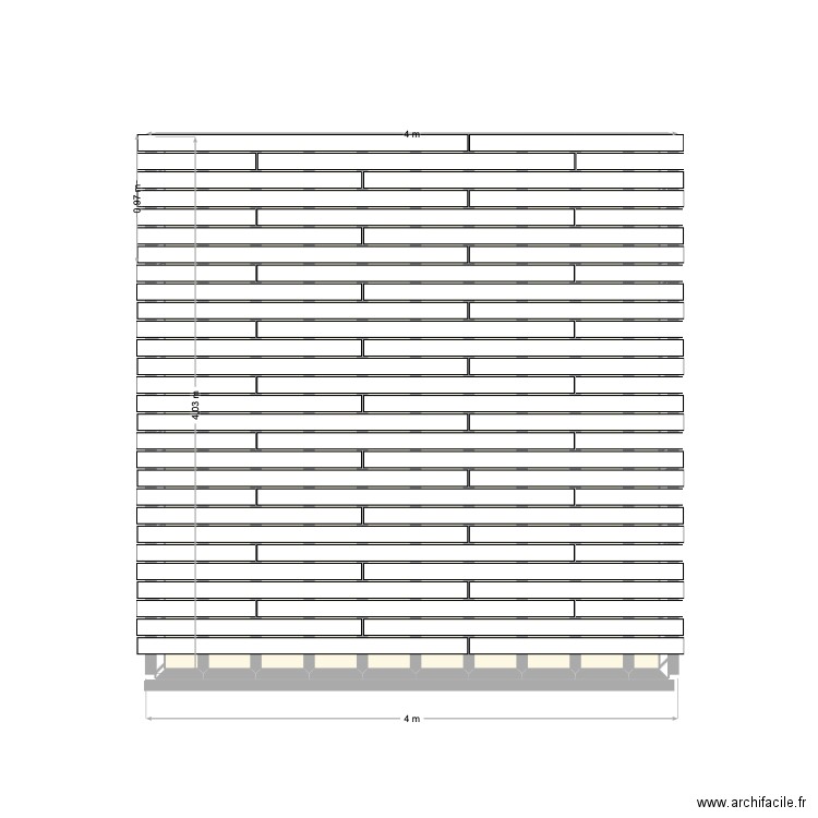 Deck. Plan de 10 pièces et 12 m2
