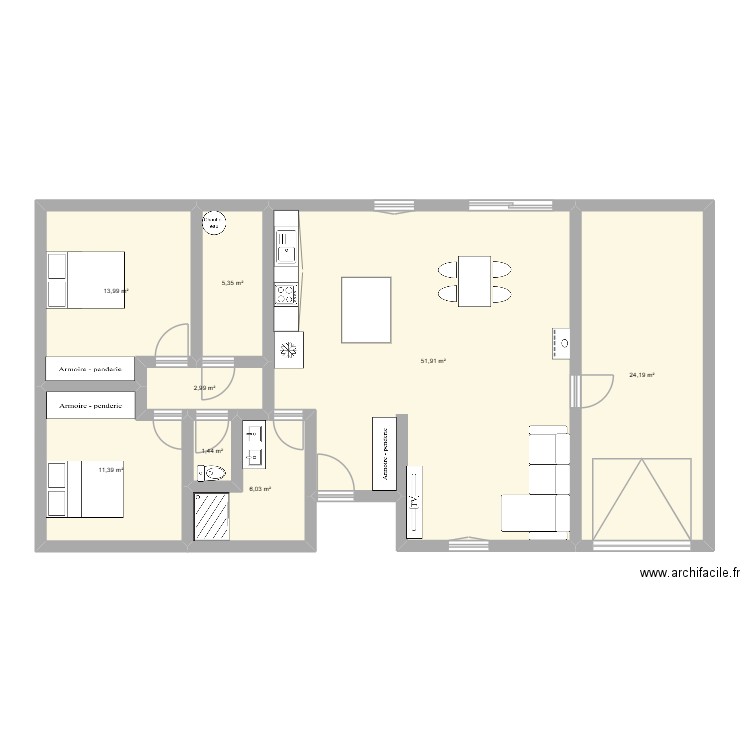 plan 4. Plan de 8 pièces et 117 m2