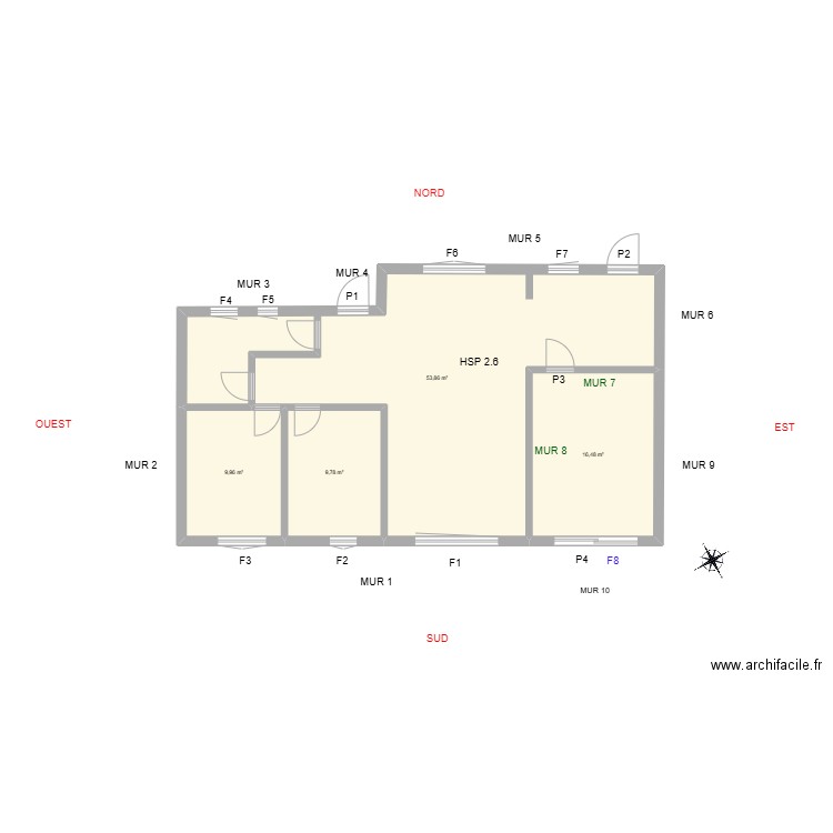 POIRAUD Arnaud Projet. Plan de 4 pièces et 90 m2