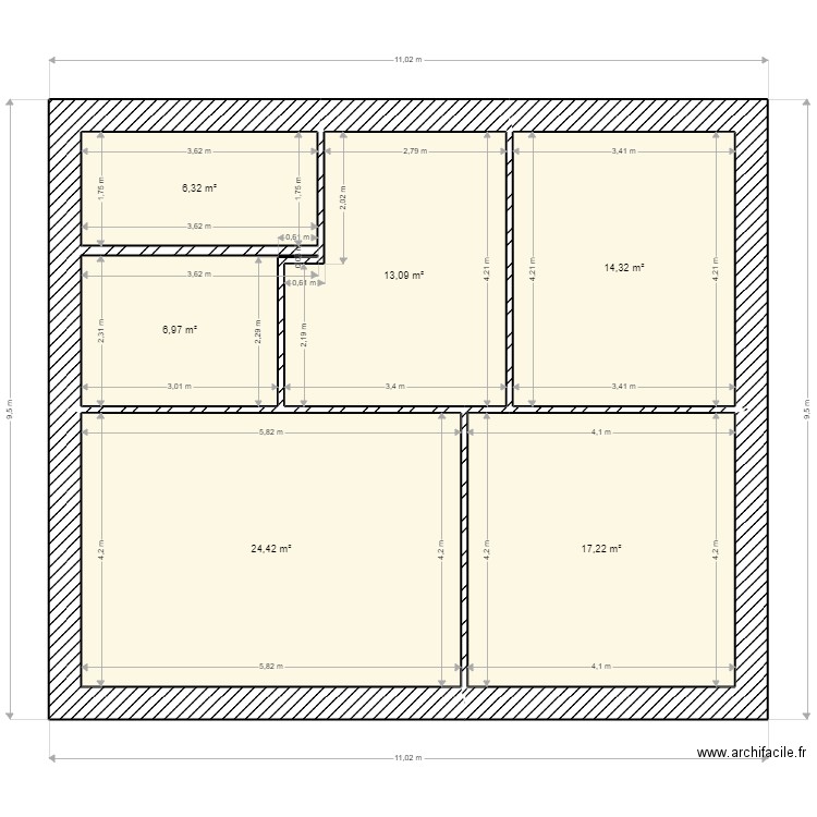 ChantierAnduze$1. Plan de 6 pièces et 82 m2