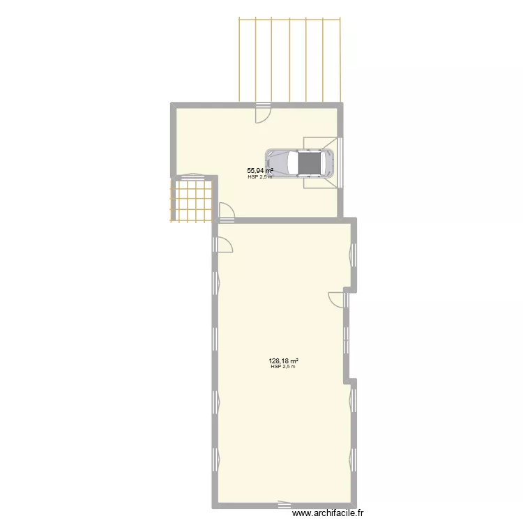 garage. Plan de 2  et 184 m²