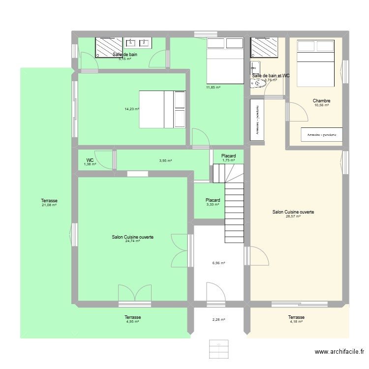 Tournefeuille après travaux. Plan de 41 pièces et 383 m2