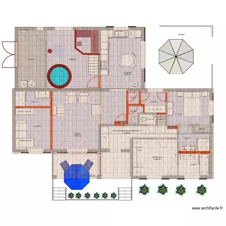 VF module 2 wellness. Plan de 18 pièces et 152 m²