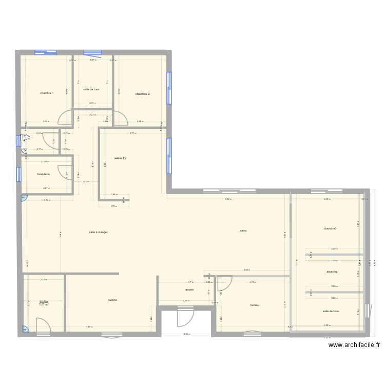 projet maison Sauzet 2. Plan de 3 pièces et 214 m2