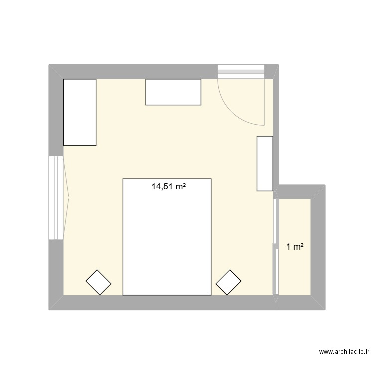 Grand-Parent. Plan de 2 pièces et 16 m2