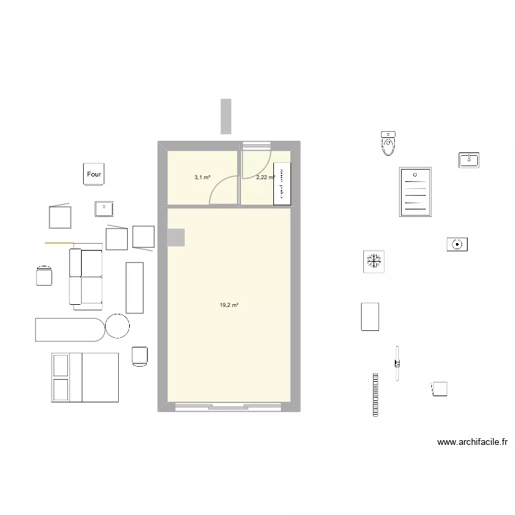 7474. Plan de 3  et 25 m²