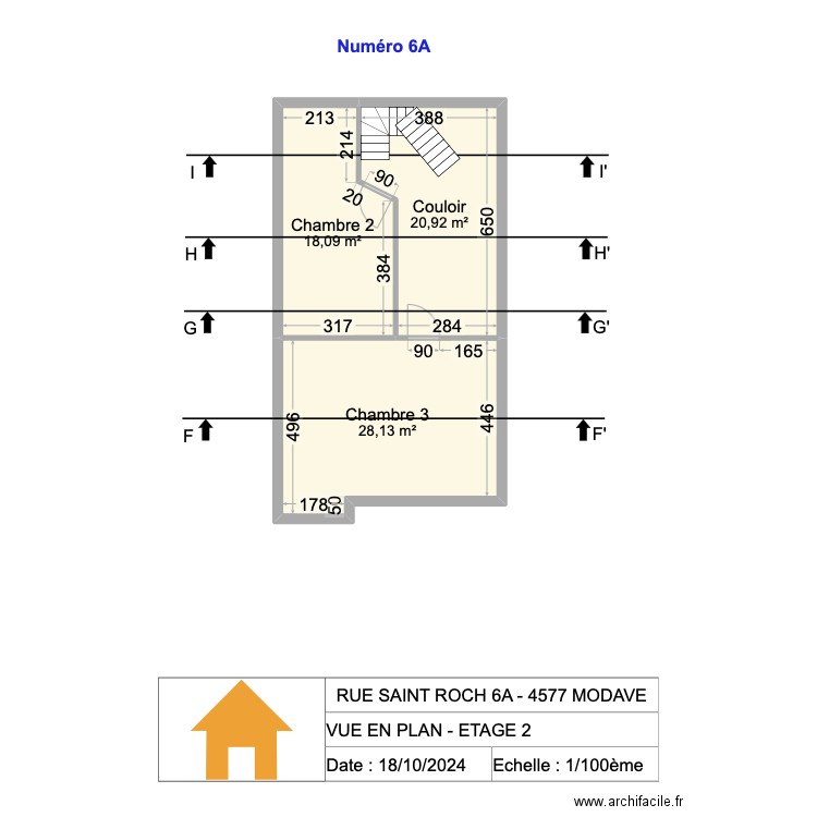 V.RADOUX - VUE EN PLAN - ETAGE 2 - V2.21. Plan de 3 pièces et 67 m2