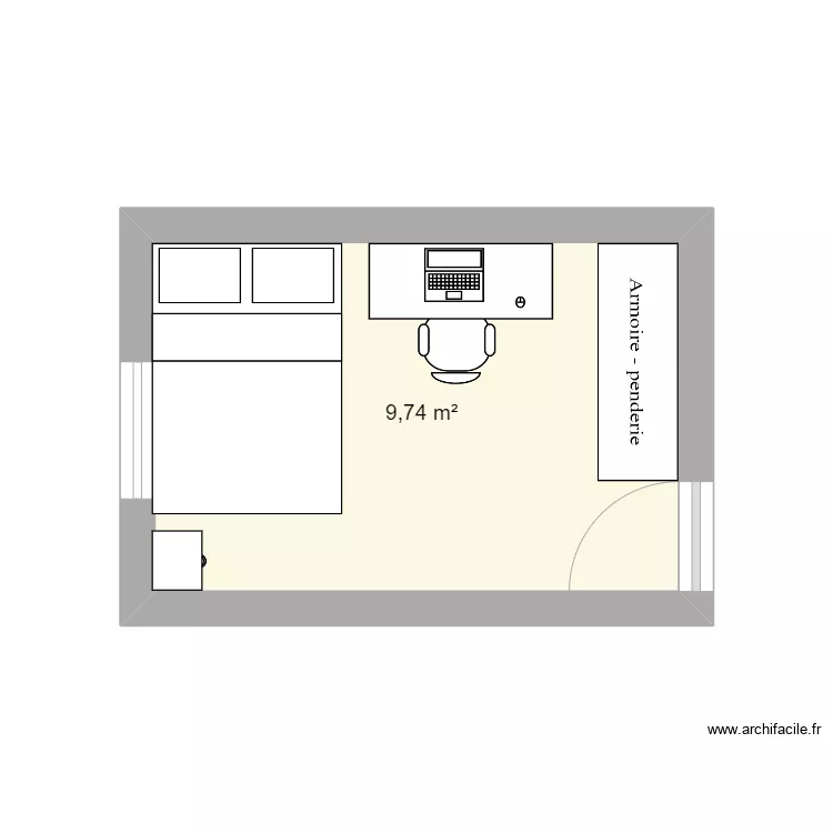Chambre coloc. Plan de 