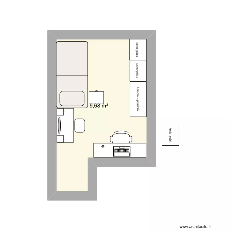 Chambre amandine. Plan de 1 et 10 m² Chambre amandine. Plan de 1 et 10 m²