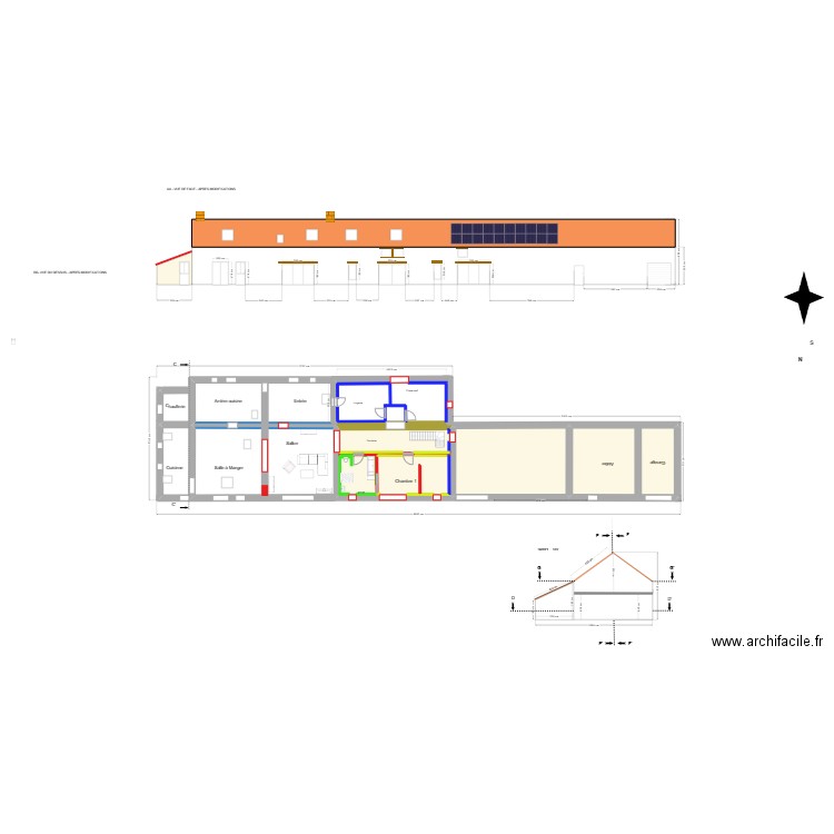 Plan RDC old. Plan de 3 pièces et 188 m2