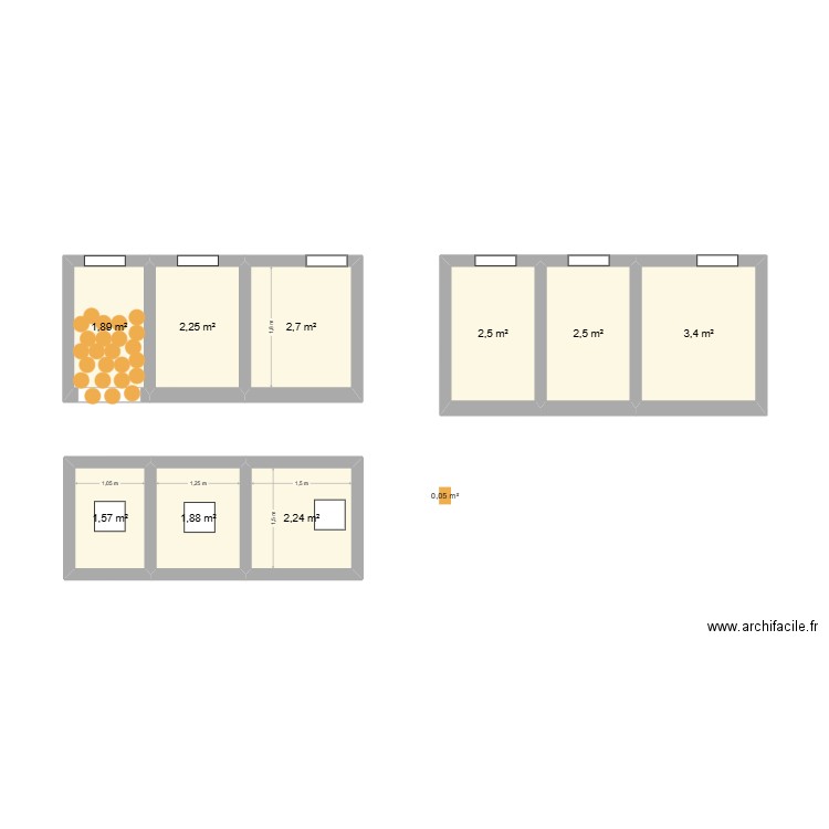 Section Fosse 1. Plan de 9 pièces et 21 m2