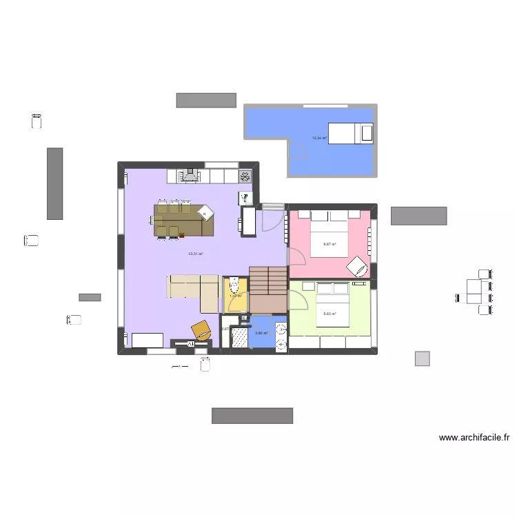 Maison THISE v6 bonnes c&ocirc;tes?. Plan de 8  et 80 m²