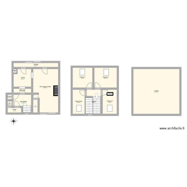 Croquis maison. Plan de 17 pièces et 137 m2