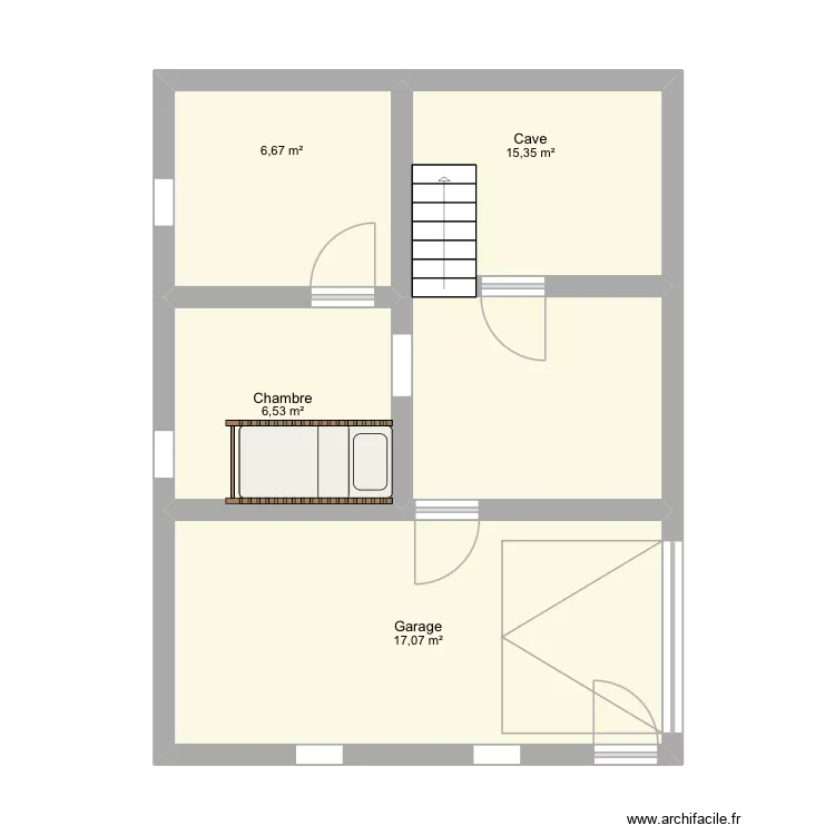 Maison. Plan de 4 Pièces et 46 m²