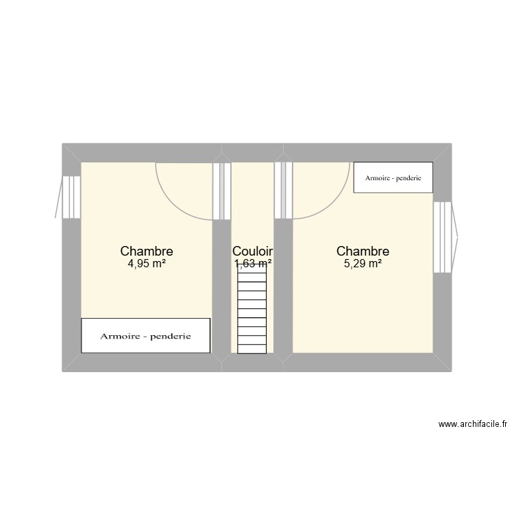 plan deuxieme etage. Plan de 3 pièces et 12 m2