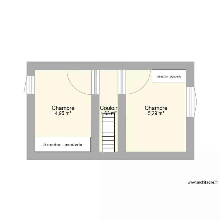 plan deuxieme etage. Plan de 3  et 12 m²
