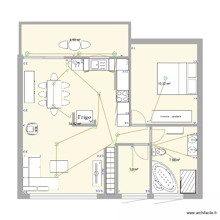 1teste. Plan de 5  et 68 m²