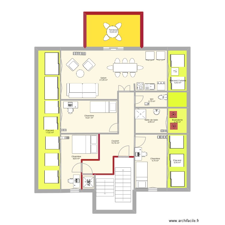 Plan 2eme Etage modifs. Plan de 14 pièces et 118 m2
