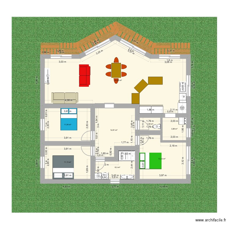 Futur chez moi. Plan de 8 pièces et 115 m2