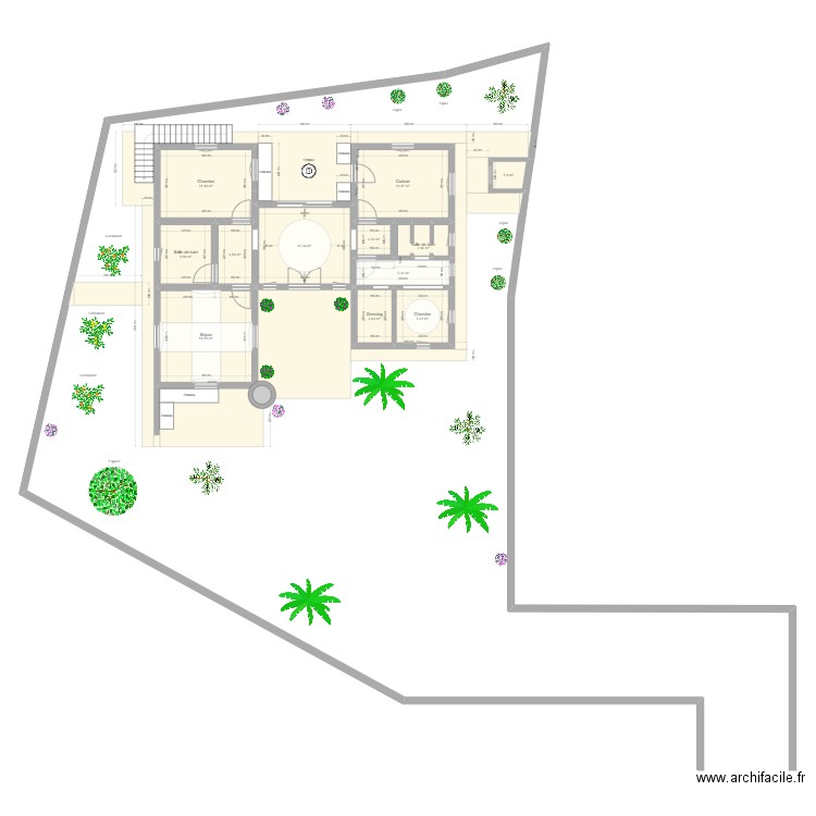 Plan Djerba Khazroun 1. Plan de 12 pièces et 83 m2