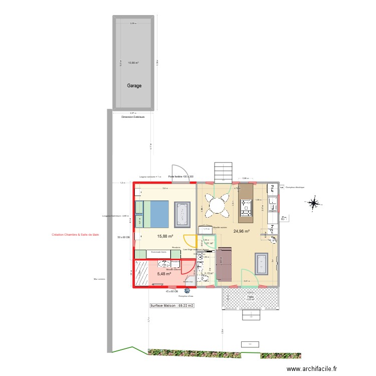 12430.300925. Plan de 7 pièces et 64 m2