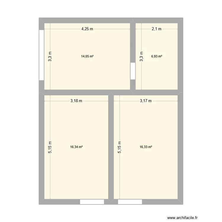Mevel Amrani. Plan de 4 Pièces et 54 m²