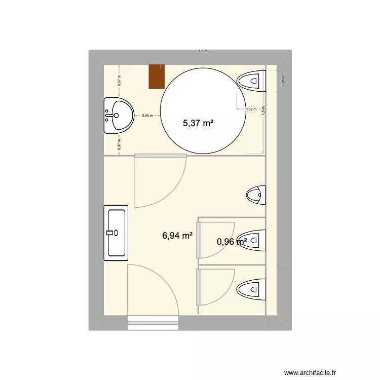 WC H 2. Plan de 3 et 13 m² WC H 2. Plan de 3 et 13 m²