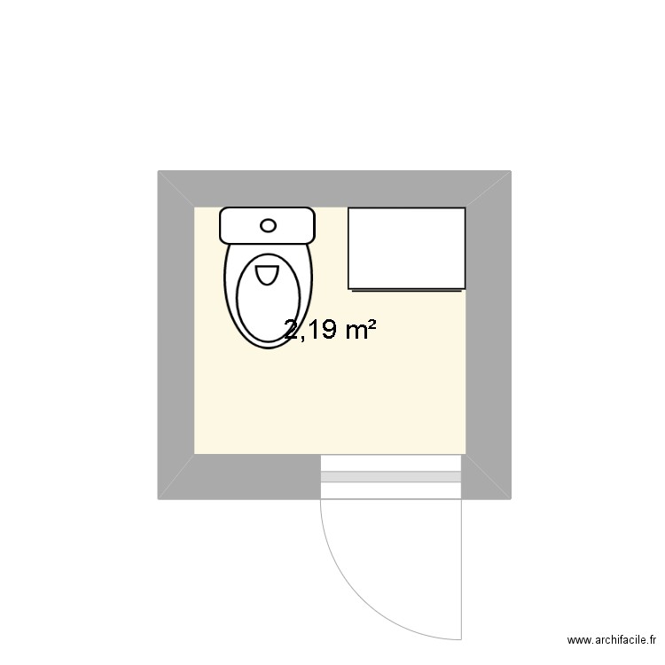 TOILETTES. Plan de 1 pièce et 2 m2